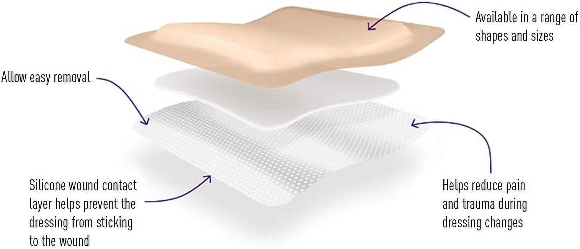 Med Pride Silicone Bordered Foam Bandages for Wounds 4x5 Inch, 10 pack Adhesive Sterile Silicone Foam Dressing