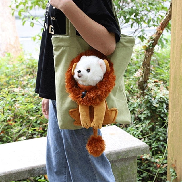 1 Uds. (verde) lindo transportador de lona para cachorros, bolso de hombro para mascotas, bolso de viaje con forma de león Sailing Electrónica