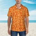 thumbnail image 2 of Fotbe Orange Glitter Camisa Hawaiana para Hombre Unisex – Camisa Casual de Verano con Botones de Manga Corta de Algodón y Lino,Small, 2 of 7