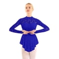 thumbnail image 4 of ZDHoor Women's Long Sleeves Lace Figure Ice Roller Skating Ballet Dance Leotard Dress Costume Royal Blue M, 4 of 7