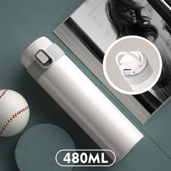 Stainless Steel Insulated Water Bottle | 16 oz Travel Mug with Handle & Leak-Proof Lid | Hot & Cold Beverage Tumbler for Men & Women | Portable Coffee Cup for Office, Car, or Gym | 1 Pack