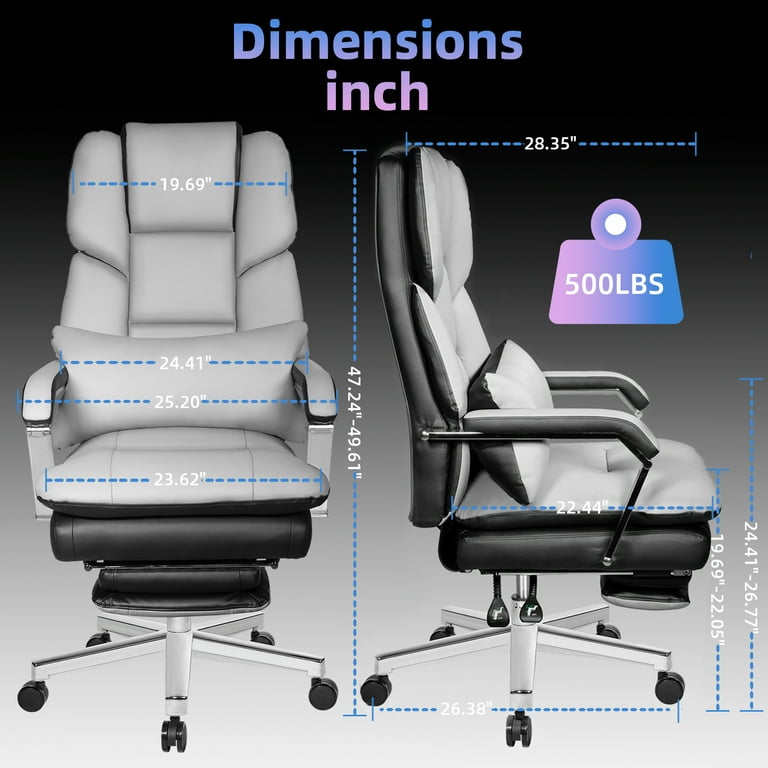 Reclining Executive Office Chair with Footrest, HomeZeer High Back