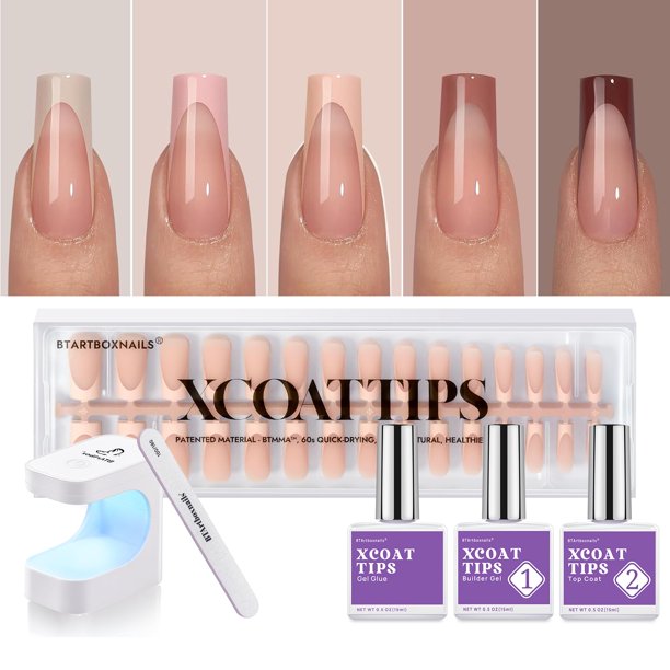 Presiona las uñas BtartBoxNails XCOAT TIPS, tonos de piel cuadrados
