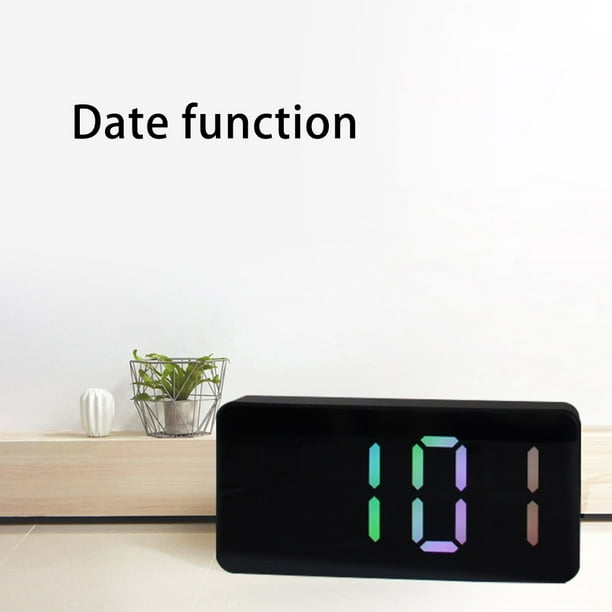 relayinert LED Digital Alarm Clock Voice Control Temperature Gauge with Night Light Table Desktop Mirror Watch Mute Sweep Thermometer Black shell white 2Set Walmart