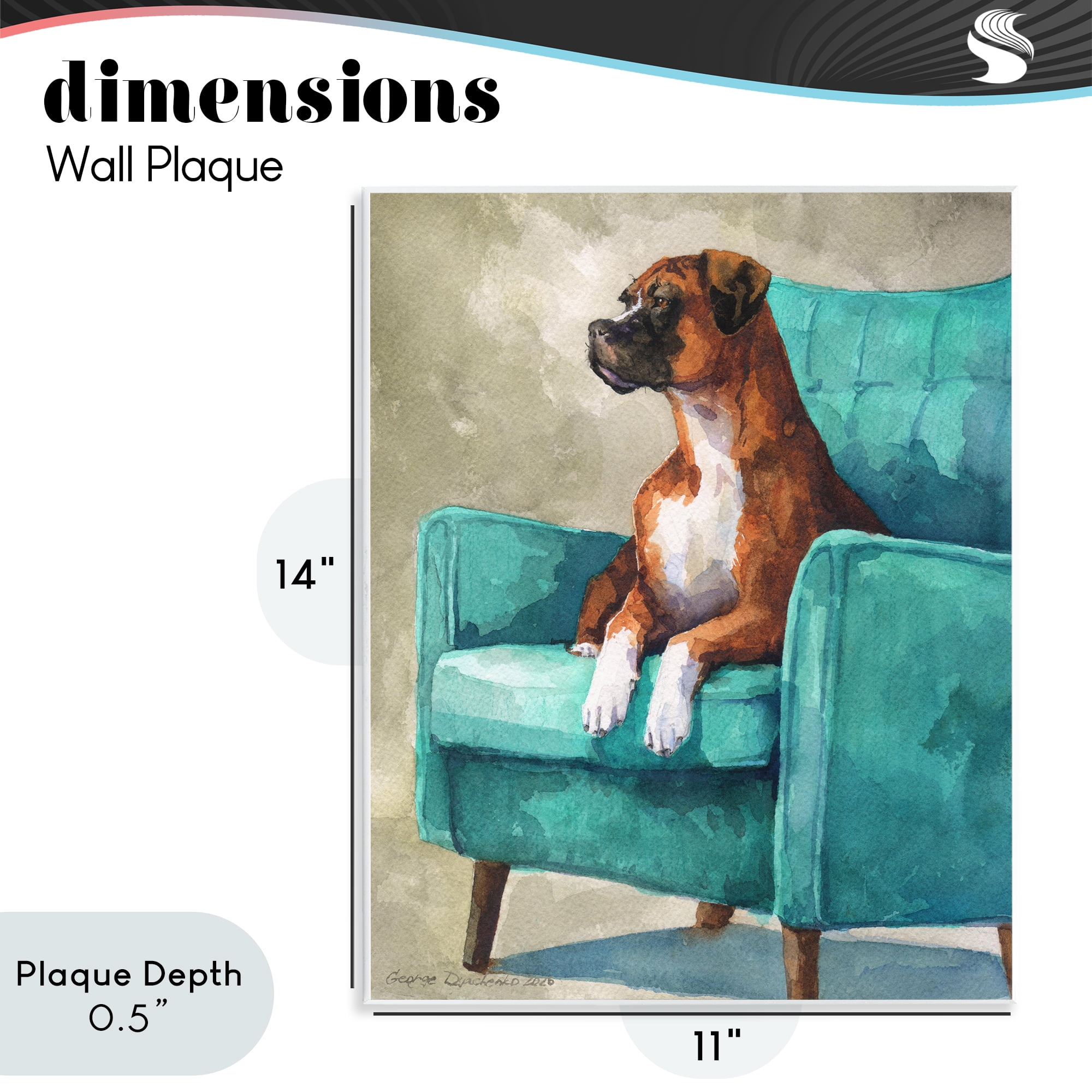 Stupell Industries Majesty Boxer on Armchair Wall Plaque Art, design by George Dyachenko