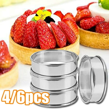 

Travelwant 4/6Pcs 8cm Stainless Steel English Muffin Ring Double Rolled Tart Rings Stainless Steel Round Muffin Rings Metal Crumpet Rings Molds for Making Crumpet Tart Muffin
