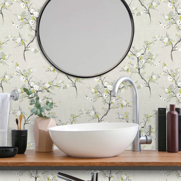 Abyssaly Floral Wallpaper 17.7" x 118" Peel and Stick Wallpaper Removable Self Adhesive Plum Wall Paper Decorative Wall Paper for Bedroom Living Room Home Decor