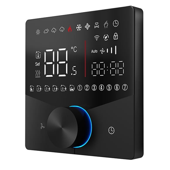 WiFi Smart Thermostat, Wall Mounted Temperature Controller with LED Panel, 8 Lighting Effects, 7 Color Lights Transition, Capacitive Touch Button