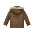 thumbnail image 3 of Boys Winter Hooded Parka Jacket with Faux Fur Trim Detachable Hood Zipper Closure Multiple Pockets Windproof Outerwear, 3 of 7