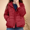 thumbnail image 2 of Fashion Plus Size Hooded Coats for Womens Winter Warm Solid Color Down Jacket Short Thick Stand Up Collar Style Jacket, 2 of 8