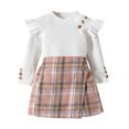 thumbnail image 4 of Fortune 1-6Y Kid Girls Clothes Sets 2pcs Ruffles Long Sleeve Pullover Ribbed Tops Plaid Printed Shorts, 4 of 7
