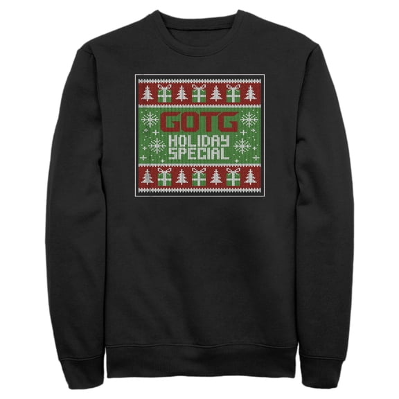 Men's Guardians of the Galaxy Holiday Special Christmas Sweater Square Sweatshirt Black Small