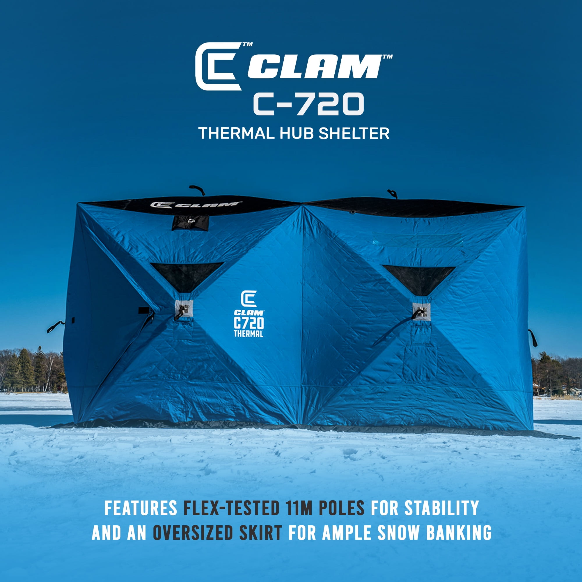 CLAM C-720 Portable 6 x 12 Ft Pop-Up Ice Fishing Thermal Hub
