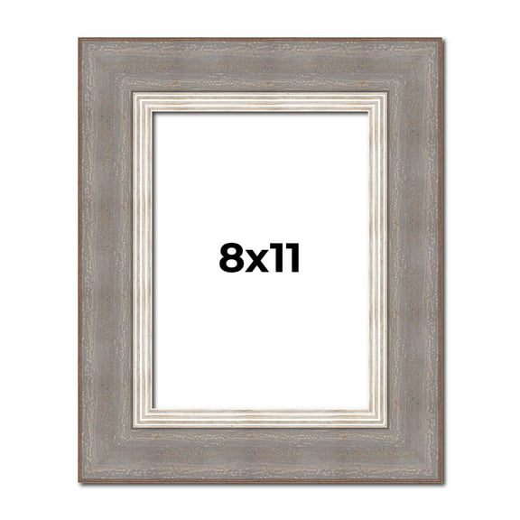 8x11 Frame Grey Real Wood Picture Frame Width 2.75 Inches | Interior Frame Depth 0.5 Inches | Linus