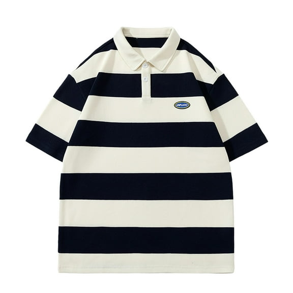 Afdoent Mens T-Shirt Male Color Block Striped Short Sleeve T Shirt Casual Loose Fit Summer Top Fashionable Lightweight Tee Streetwear