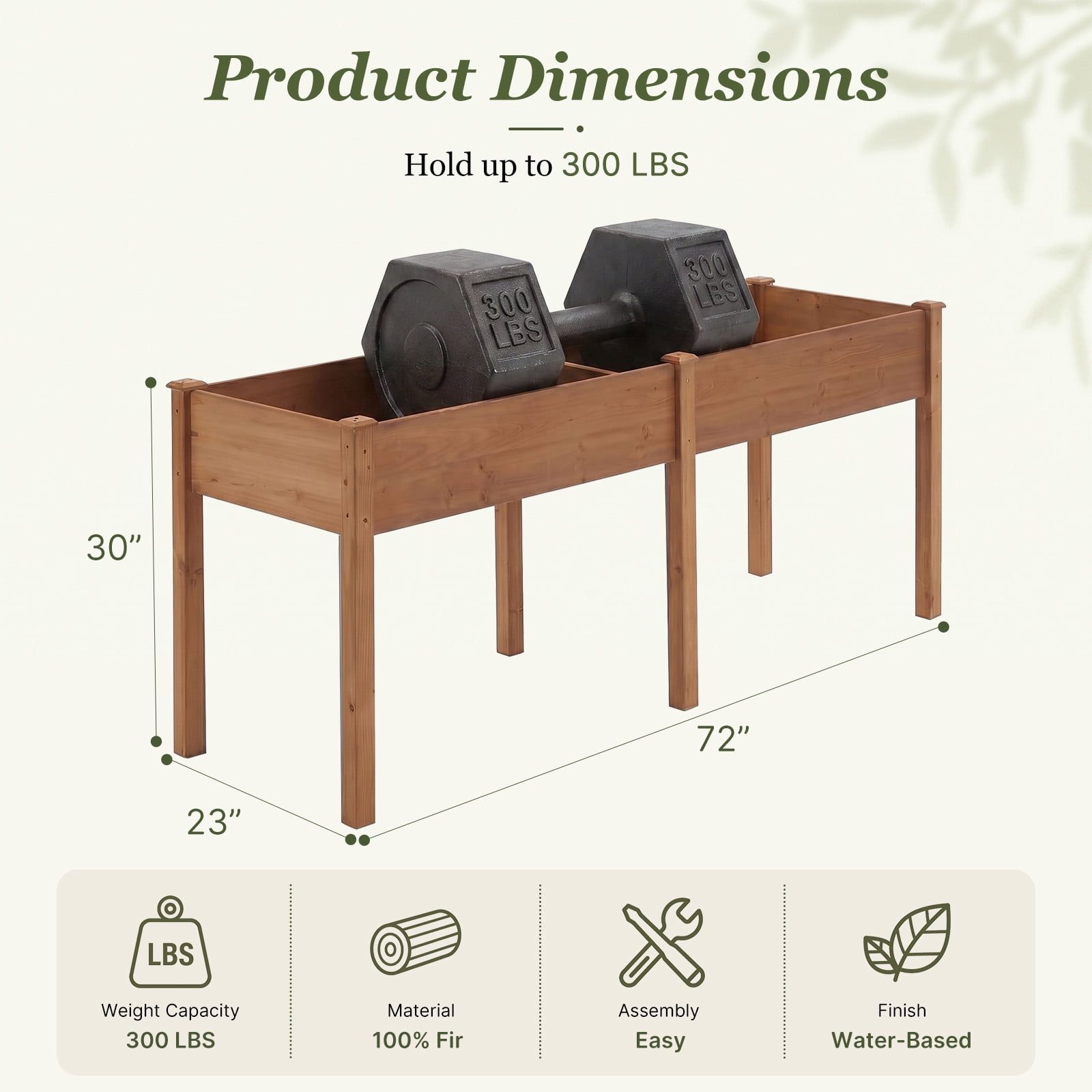 Wooden Raised Garden Bed with Legs, 72"L X 23"W X 30"H, Elevated Reinforced Large Planter Box for Vegetable Flower Herb Outdoors