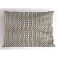 thumbnail image 1 of Orange Blue Pillow Sham, Geometric Themed Pattern with Rounded Triangles and Squares Artsy, Decorative Standard Size Printed Pillowcase, 26" X 20", Eggshell and Multicolor, by Ambesonne, 1 of 2