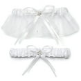 thumbnail image 2 of White Scattered Pearls and Crystal Wedding Garter Set, 2 of 2