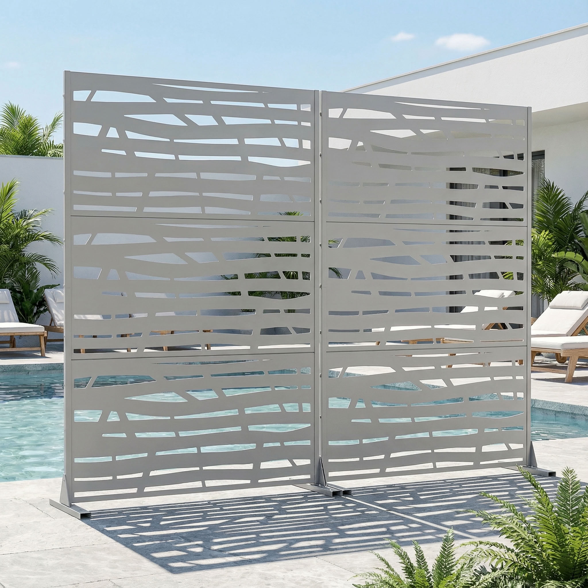 MAYEERTY 72*47in Outdoor Privacy Screen, Deck & Backyard Metal Privacy Fence, Privacy Panel for Patio, Balcony, Garden