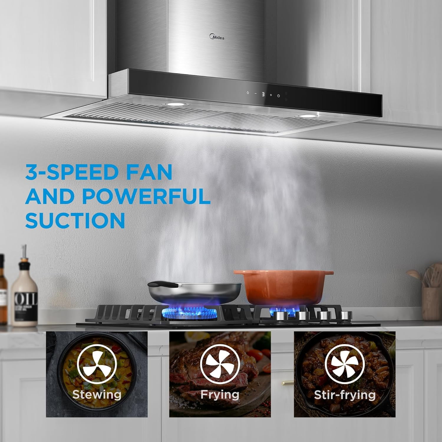 Midea 30-inch T-Shape Range Hood, 450CFM, Convertible, Stainless Steel, MVT30W9AST, New