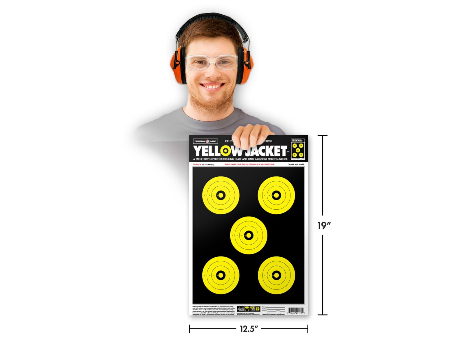 Thompson Target Yellow Jacket 12.5x19 Paper Shooting Targets, 30 Pack, Yellow, L