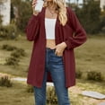 thumbnail image 5 of Scyoekwg Women's Cardigans Fall Coats Solid Color Open Front Cardigan Coat Loose Long Sleeve Casual Lightweight Trendy Cardigan(Wine,XL), 5 of 6