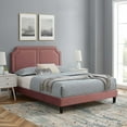 thumbnail image 2 of Platform Bed Frame, Rivet Nailhead, King Size, Pink, Velvet, Mid Century Bedroom, Modern Contemporary Boutique HB35472, 2 of 12