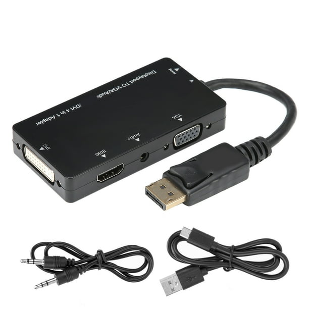 Cable adaptador 4 en 1 Displayport a HDMI/VGA/DVI/Audio Convertidor multifunción