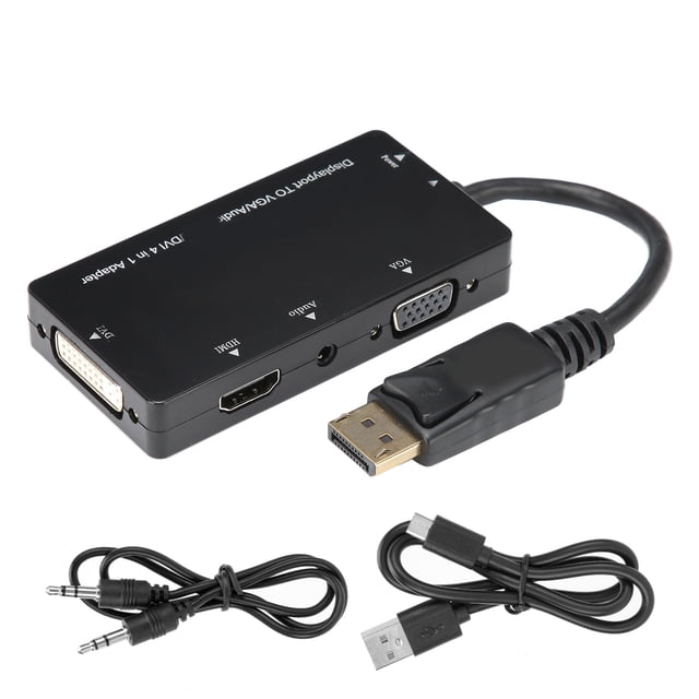 Cable adaptador 4 en 1 Displayport a HDMI/VGA/DVI/Audio Convertidor multifunción
