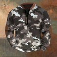 thumbnail image 3 of Men's Fashion Casual Half Zip Camouflage Sweatshirt, Loose Fit Long Sleeve Hoodie, Military Style Streetwear for Outdoor, Christmas, Fall Winter, Hiking and Camp,Brown,3XL, 3 of 7