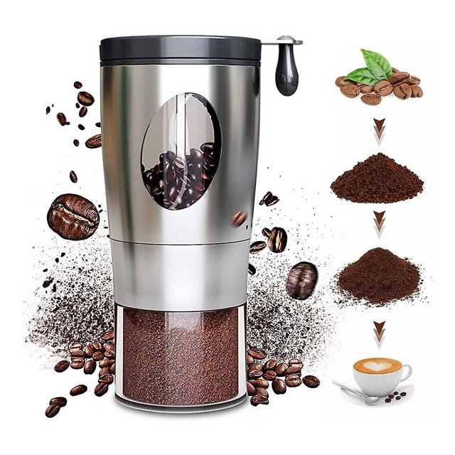Molinillo de café manual portátil ajustable, molinillo de café con manivela, mango plegable, molinillo de café de acero inoxidable, molinillo de café portátil (color: plata)