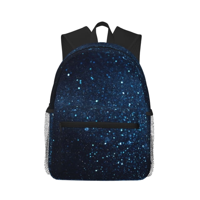 Disketp Blue Glitter Retro Mochila Ligera Clásica con Múltiples Bolsillos, Mochila Casual para Hombre y Mujer, Ideal para Escuela, Trabajo y Viajes