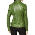 thumbnail image 2 of Women's Genuine Green Lambskin Leather Jacket Motorcycle Slim fit Biker Jacket W404, 2 of 3