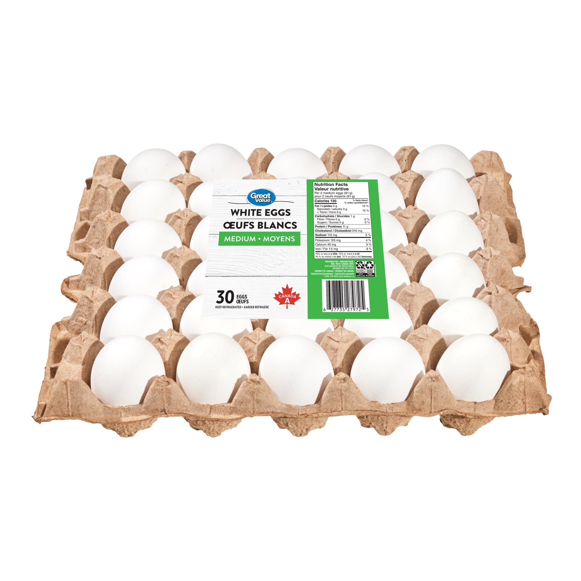 Great Value Medium White 30 Eggs