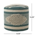 thumbnail image 3 of GDF Studio Villard Boho Handcrafted Fabric Cylinder Pouf, White and Teal, 3 of 7