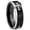 Black 2 Tone Beveled Edge, variant on Christian Cross Religious Dome Brushed Blue Tungsten Ring 10MM