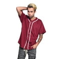 thumbnail image 3 of Victorious Men's Classic Baseball Jersey with Trim BJ42 - BURGUNDY - 3X-Large, 3 of 5