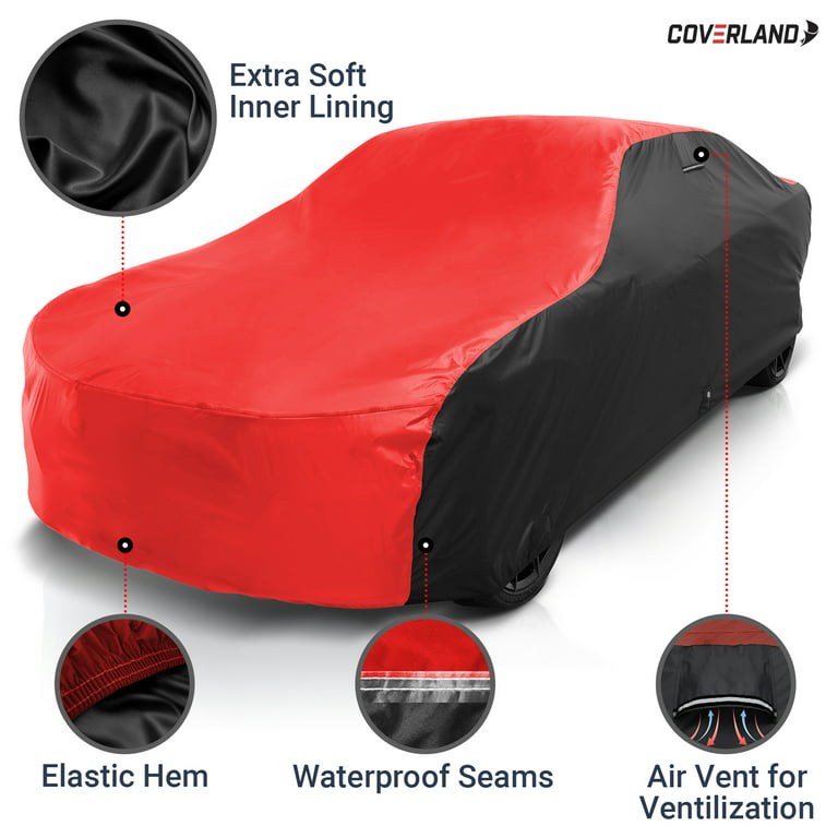 Custom Premium Plus Car Cover Fits: [Audi A3] 1996-2003 Waterproof  All-Weather (2-Tone - Black / Red)