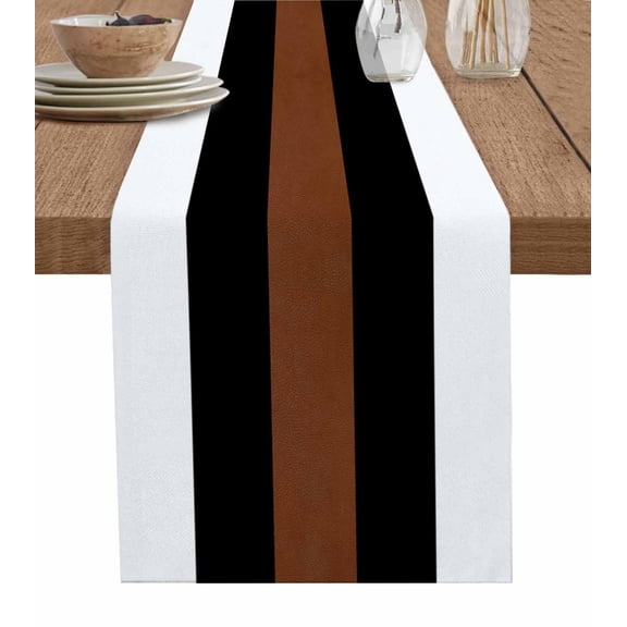Hokiten Table Runners 36 Inches Long Dress Scarves, Brown Black White Farmhouse Kitchen/Dining Table Runner, Short Coffee Tablerunners, Contemporary Boho Modern Art 13x36 Inch