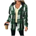thumbnail image 2 of Timegard Button down Shirts for Women Fall Winter Fleece Hoodies Tops Plaid Casual Comfy Jackets Fashion, 2 of 6