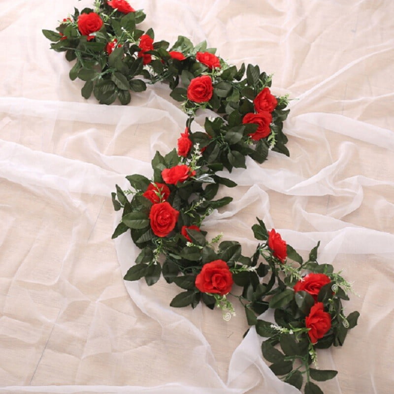 Artificial Rose Bouquet Silk Flowers Floral Valentine Ivy Vine Wedding Grass 