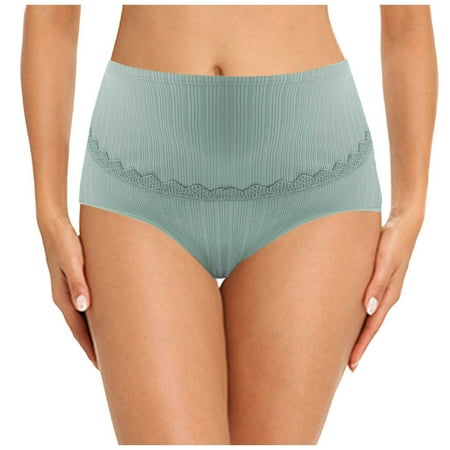 BYHONG Women Comfortable High Waist Maternity Panties Large Size Breathable Belly Support Adjustable Pregnancy Lace Ribbed Briefs Women s Panties Green XL