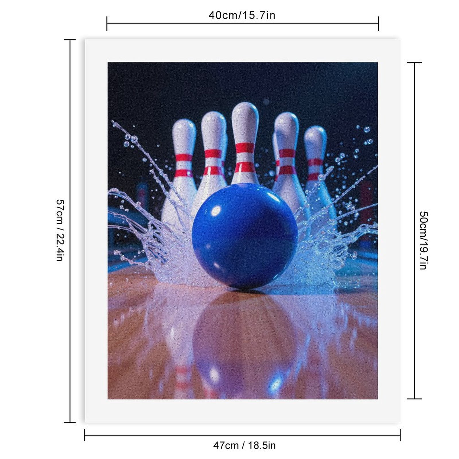 Paint By Numbers Kit for Adults Beginner - Bowling Blue Strike Splash DIY Canvas Painting Kits for Adults, Frameless Paint By Number for Adults for Home Wall Decor 16x20 Inch