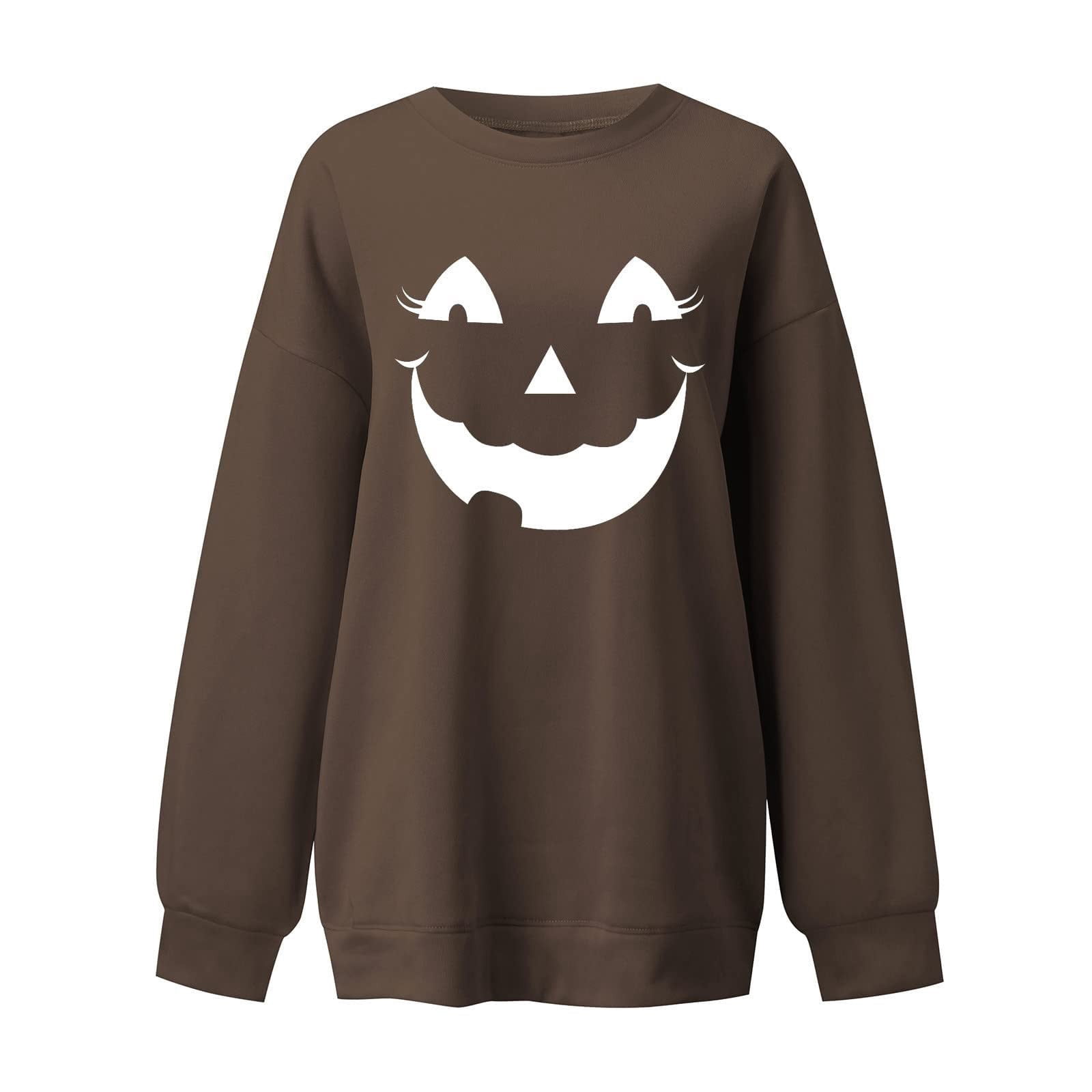 Yihaojia Halloween Cat Sweatshirt - Women's Funny Spooky Graphic Long Sleeve Crewneck