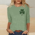 thumbnail image 2 of FAIWAD Hauts Grande Taille pour Femmes St.Patrick Manches 3/4 Col Rond Graphique Trèfle Chandail Ample Vêtements de Festival Quotidien, 2 of 4