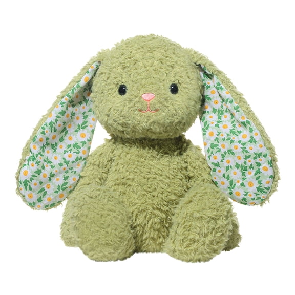 Jooki Bunny Cute Plush Toy, Fluffy Stuffed Animal with Floral-Patterned Ears, Soft Huggable Plushie for Kids Toddlers Boys Girls Birthday Gifts Bedroom Decor Playtime Companions -