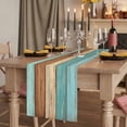 thumbnail image 2 of Table Runners 90 Inches Long Dress Scarves, Farmhouse Aqua Brown Farmhouse Coffee/Dining/Kitchen Table Runner for Living Room, Vintage Wooden Striped 13x90 Inch, 2 of 9