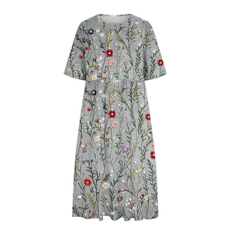 womens summer short sleeve dresses PRETTYGARDEN Women Summer Short Dress V Neck Short Sleeve A Line Hollo