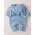 thumbnail image 3 of Dewadbow Newborn Baby Boy Girl Bear Ear Knit Romper Hooded Wool Sweater Jumpsuit, 3 of 6