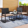 thumbnail image 5 of Walsunny Outdoor Patio Bistro 3-Piece Balcony Furniture Sets with 1 Outdoor Bistro Glass Table Bistro Wicker Chairs Set of 2 Khaki, 5 of 7